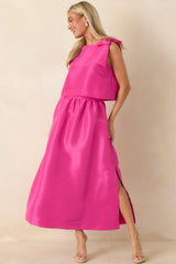 Worth the Chase Fuchsia Structured Bow Detail Sleeveless Top
