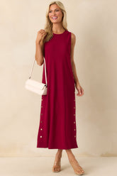 I'm Choosing Happiness Burgundy Sleeveless Maxi Dress