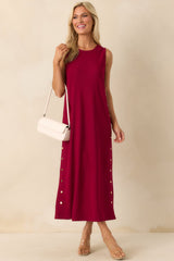 I'm Choosing Happiness Burgundy Sleeveless Maxi Dress