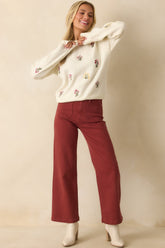 Stay True To Yourself Ivory Multi Floral Embroidered Knit Sweater
