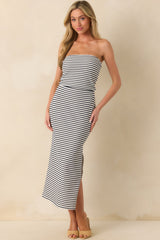 Z Supply Navy Knit Ainslie Stripe Midi Skirt