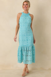 It's A New Day Horizon Blue Floral Embroidered Maxi Dress