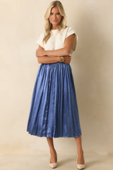 Lost In The Stars Dusty Blue Pleated Midi Skirt