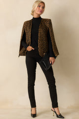Hear Me Roar Brown Leopard Print Cape Blazer