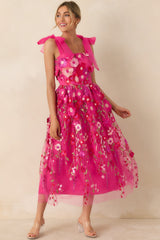 Spirit of Spring Fuchsia Pink Floral Embroidered Maxi Dress