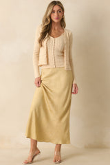 Don't Overthink It Yellow Gold Floral Jacquard Maxi Skirt