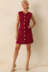 Whatever She Wants Burgundy Sleeveless Tailored Mini Dress