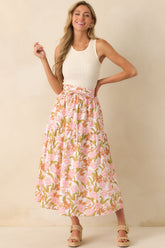 Everything I Ever Wanted Pink Floral Print Cotton Maxi Skirt