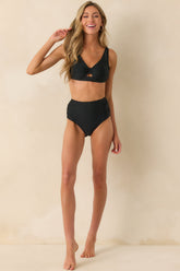 The Sun Is Shining Black High Waisted Ruched Bikini Bottoms