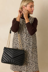 Just Let It Be Black Quilted Handbag