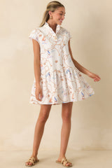 Prosperina Stella Ivory Multi Nautical Print Cotton Mini Dress