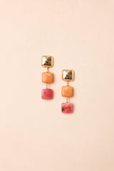 Catch the Sunset Orange & Pink Tiered Square Drop Earrings