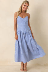 From All Angles Blue & White Stripe Cotton Midi Dress
