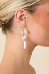 Twice as Nice Gold & Pearl Drop Earrings