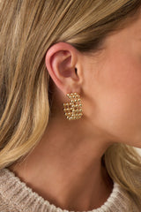Clear Direction Gold Textured Hoop Earrings