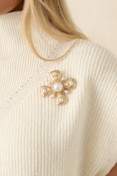 Sweet Surrender Gold Faux Pearl Brooch