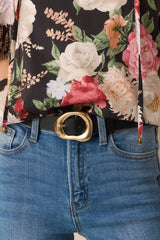 The Way She Carries Herself Black Faux Leather Belt