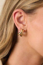 No Reason To Wait Gold Criss Cross Hoop Earrings