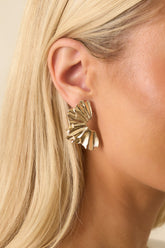 Folded in Gold Textured Fan Statement Earrings