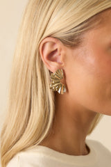 Folded in Gold Textured Fan Statement Earrings