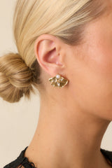 For Once In My Life Gold Textured Fan Earrings