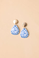 Quite Charming Gold & Blue Drop Earrings