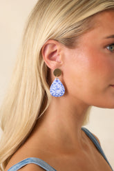 Quite Charming Gold & Blue Drop Earrings