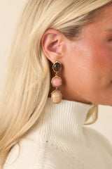 A Good Thing Going Pink Multi Stone Drop Earrings