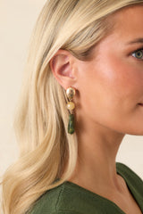 Well Composed Gold & Green Drop Earrings