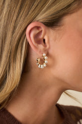 No Stopping Me Ivory Pearl Gold Hoop Earrings