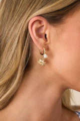 Go With The Waves Gold Huggie Beach Charm Earrings