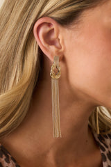 Remember When Gold Knot Tassel Drop Earrings