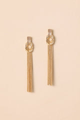 Remember When Gold Knot Tassel Drop Earrings