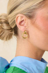 Loop You In Gold Circle Drop Earrings