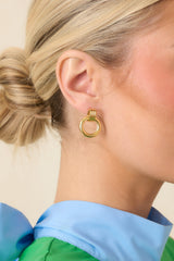Loop You In Gold Circle Drop Earrings
