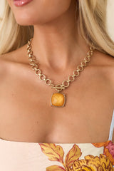 The Way It Is Gold & Light Orange Pendant Necklace