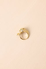 You Get The Idea Gold Pavè Rhinestone Panther Ring