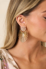 Sun Goddess Life Gold & Pearl Radiant Sunburst Drop Earrings