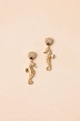 Mermaid Mood Gold Seahorse Drop Earrings