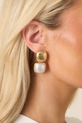 Blissful Days Ivory Pearl Gold Textured Drop Earrings