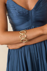 Total Ellipse of the Heart Gold Oval Link Stretch Bracelet