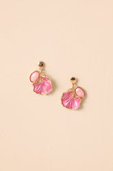 Don't Mention It Pink Pearlescent Flower Drop Earrings
