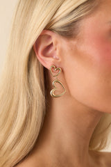 Within My Heart Gold Open Heart Drop Earrings