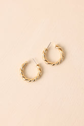 I Already Decided Gold Twisted Hoop Earrings