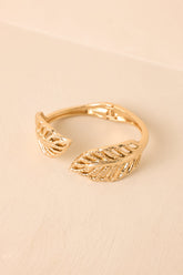 Leaf It Alone Gold Botanical Hinge Wrap Bracelet