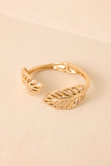 Leaf It Alone Gold Botanical Hinge Wrap Bracelet
