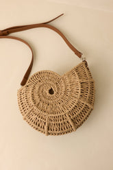 Living on the Curve Golden Natural Woven Nautilus Crossbody