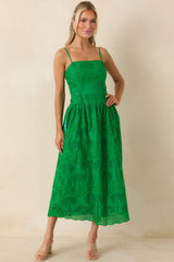 This Is It Green Cotton Eyelet Sleeveless Midi Dress