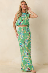 MINKPINK Cyprus Green Floral Bubble Top