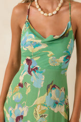 MINKPINK Cyprus Green Floral Back Detail Maxi Dress